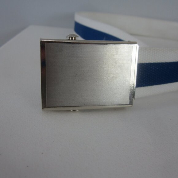 Armani Exchange Mens L White Blue Black Canvas Belt Adjustable Buckle 35 - 40 - Picture 5 of 8